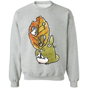 Totoro Lamp - Totoro and the Big Leaf Cute Drawing Sweatshirt-Apparel, My Neighbor Totoro, Sweatshirt, Totoro Lamp