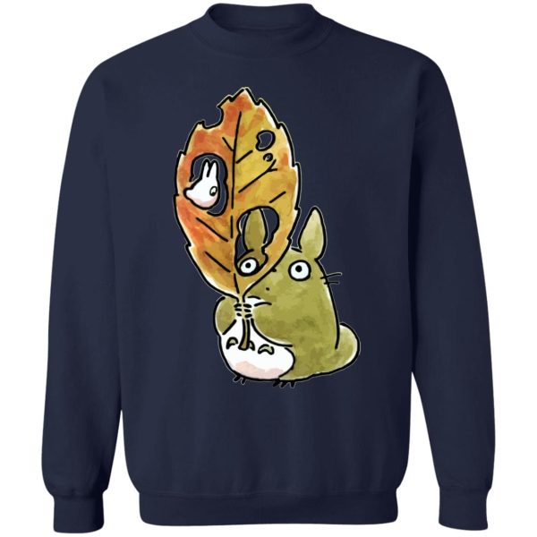 Totoro Lamp - Totoro and the Big Leaf Cute Drawing Sweatshirt-Apparel, My Neighbor Totoro, Sweatshirt, Totoro Lamp