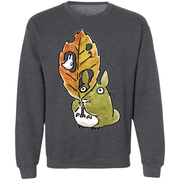 Totoro Lamp - Totoro and the Big Leaf Cute Drawing Sweatshirt-Apparel, My Neighbor Totoro, Sweatshirt, Totoro Lamp