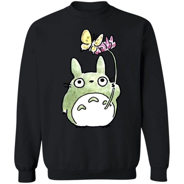 Studio Ghibli Totoro Movie - Totoro with Butterfly Cute Drawing Sweatshirt-Apparel, My Neighbor Totoro, Studio Ghibli Totoro Movie, Sweatshirt