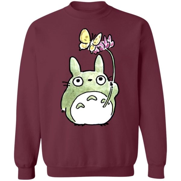 Studio Ghibli Totoro Movie - Totoro with Butterfly Cute Drawing Sweatshirt-Apparel, My Neighbor Totoro, Studio Ghibli Totoro Movie, Sweatshirt