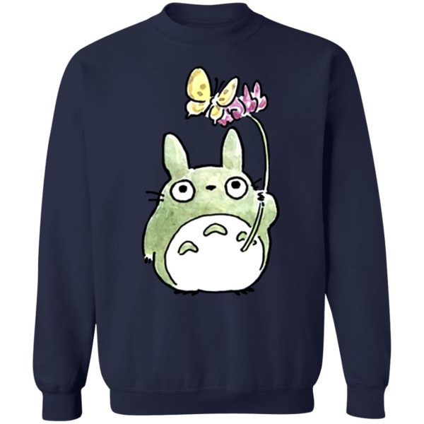 Studio Ghibli Totoro Movie - Totoro with Butterfly Cute Drawing Sweatshirt-Apparel, My Neighbor Totoro, Studio Ghibli Totoro Movie, Sweatshirt