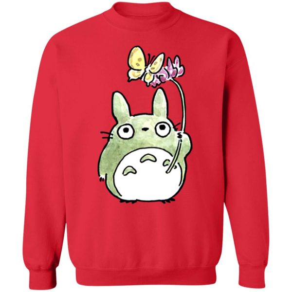 Studio Ghibli Totoro Movie - Totoro with Butterfly Cute Drawing Sweatshirt-Apparel, My Neighbor Totoro, Studio Ghibli Totoro Movie, Sweatshirt