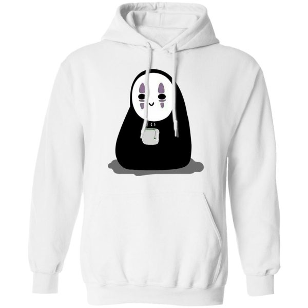 Dragon Haku Spirited Away - Cute No Face Kaonashi Drinking Hot Tea Hoodie-Dragon Haku Spirited Away, Hoodie, kaonashi, no face, Spirited Away