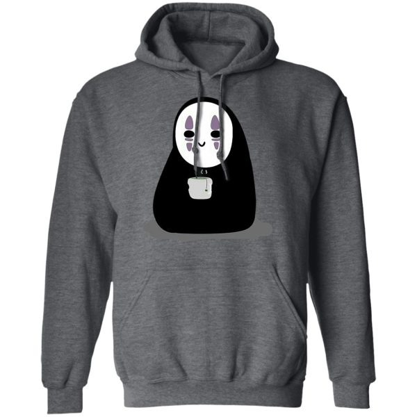 Dragon Haku Spirited Away - Cute No Face Kaonashi Drinking Hot Tea Hoodie-Dragon Haku Spirited Away, Hoodie, kaonashi, no face, Spirited Away