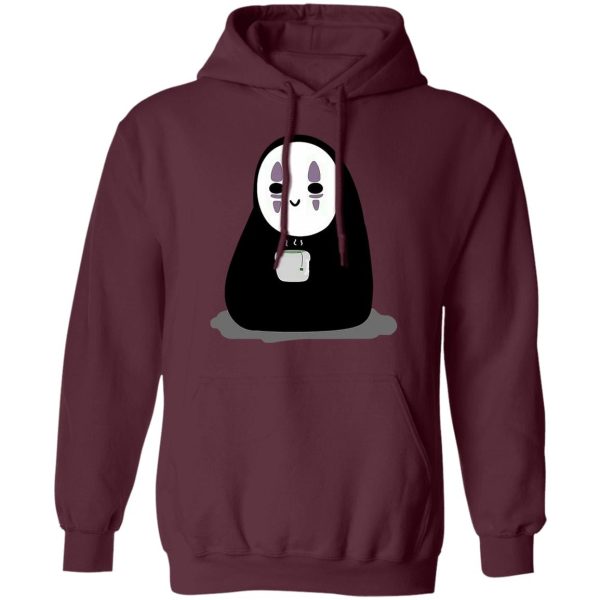 Dragon Haku Spirited Away - Cute No Face Kaonashi Drinking Hot Tea Hoodie-Dragon Haku Spirited Away, Hoodie, kaonashi, no face, Spirited Away