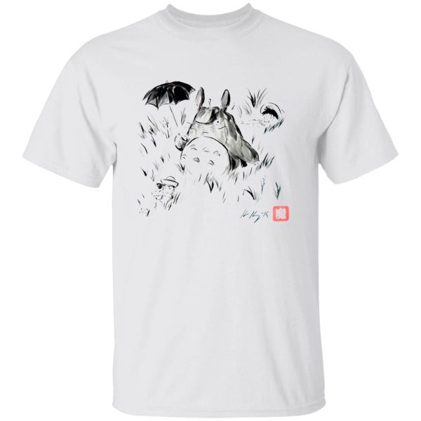 Totoro Tattoo - Totoro And The Girls Ink Painting T Shirt-Apparel, My Neighbor Totoro, Totoro Tattoo, Tshirt