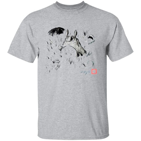 Totoro Tattoo - Totoro And The Girls Ink Painting T Shirt-Apparel, My Neighbor Totoro, Totoro Tattoo, Tshirt