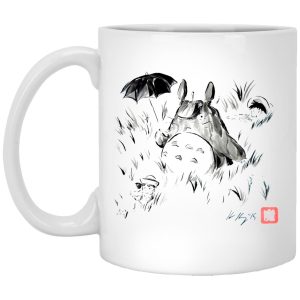 Caballito De Totora Png - Totoro And The Girls Ink Painting Mug-Caballito De Totora Png, House Decor, Mug, My Neighbor Totoro