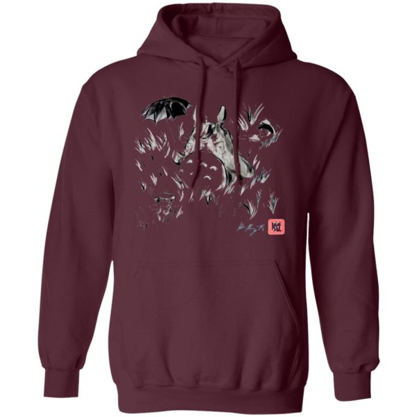 Hayao Miyazaki Totoro - Totoro And The Girls Ink Painting Hoodie-Apparel, Hayao Miyazaki Totoro, Hoodie, My Neighbor Totoro