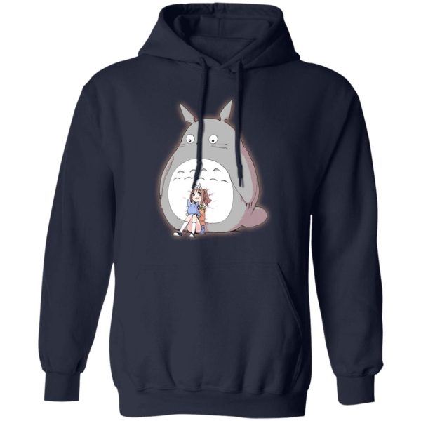 Totoro In Japanese - Totoro and the little girl Hoodie-Apparel, Hoodie, My Neighbor Totoro, Totoro In Japanese