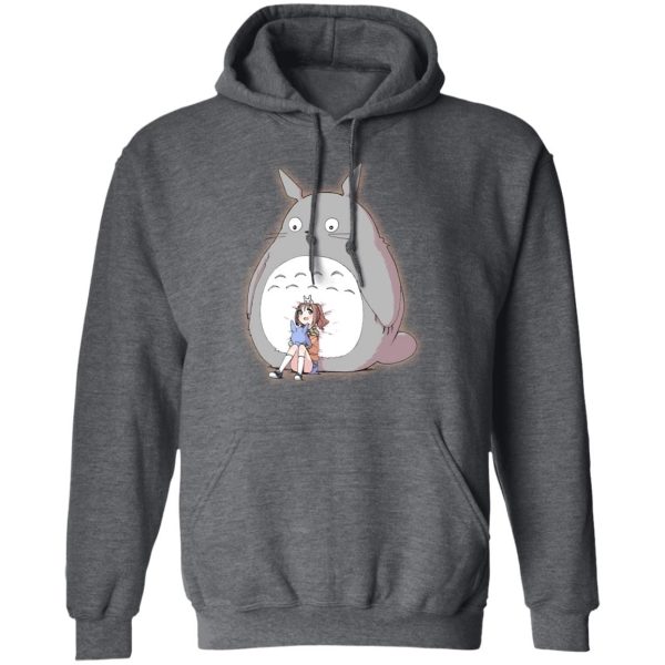 Totoro In Japanese - Totoro and the little girl Hoodie-Apparel, Hoodie, My Neighbor Totoro, Totoro In Japanese