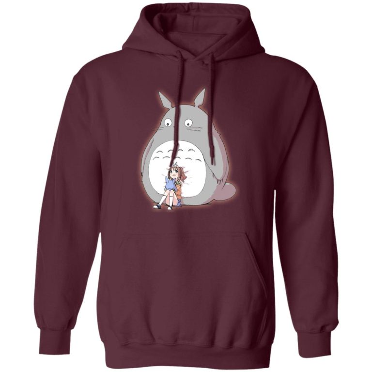 Totoro In Japanese - Totoro and the little girl Hoodie-Apparel, Hoodie, My Neighbor Totoro, Totoro In Japanese