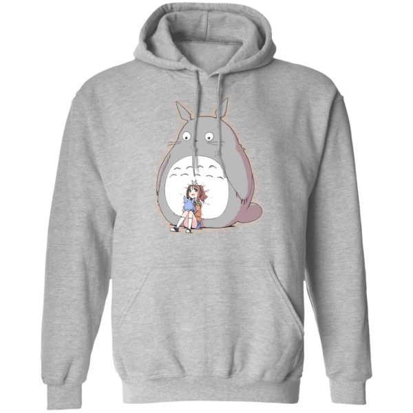 Totoro In Japanese - Totoro and the little girl Hoodie-Apparel, Hoodie, My Neighbor Totoro, Totoro In Japanese