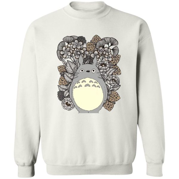 Totoro In Japanese - Totoro and Flowers Fanart Sweatshirt-Apparel, My Neighbor Totoro, Sweatshirt, Totoro In Japanese