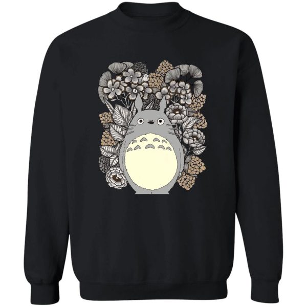 Totoro In Japanese - Totoro and Flowers Fanart Sweatshirt-Apparel, My Neighbor Totoro, Sweatshirt, Totoro In Japanese