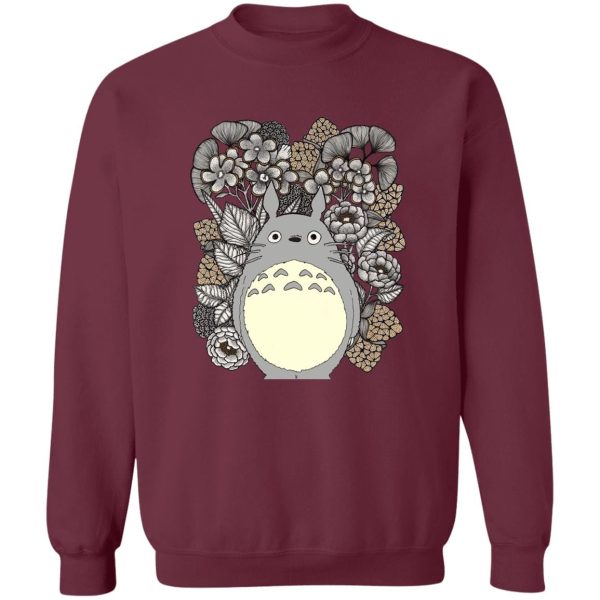 Totoro In Japanese - Totoro and Flowers Fanart Sweatshirt-Apparel, My Neighbor Totoro, Sweatshirt, Totoro In Japanese