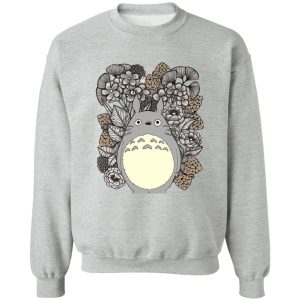 Totoro In Japanese - Totoro and Flowers Fanart Sweatshirt-Apparel, My Neighbor Totoro, Sweatshirt, Totoro In Japanese