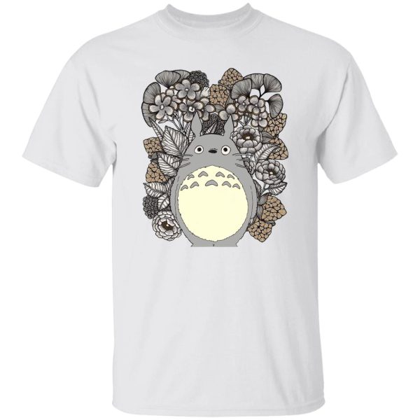 Totoro Concrete Facebook - Totoro and Flowers Fanart T Shirt-Apparel, My Neighbor Totoro, Totoro Concrete Facebook, Tshirt