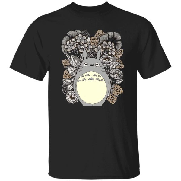 Totoro Concrete Facebook - Totoro and Flowers Fanart T Shirt-Apparel, My Neighbor Totoro, Totoro Concrete Facebook, Tshirt