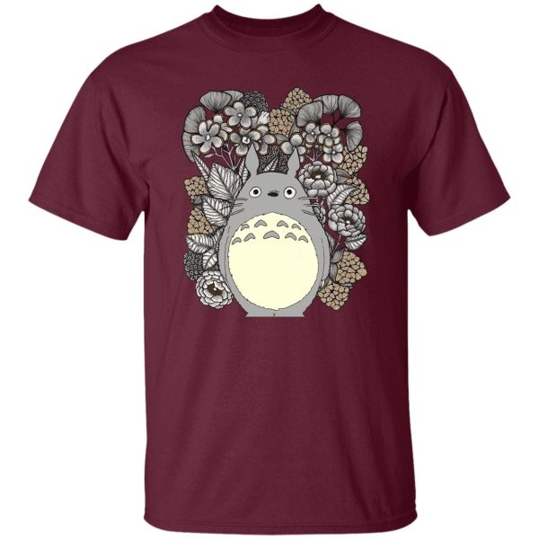 Totoro Concrete Facebook - Totoro and Flowers Fanart T Shirt-Apparel, My Neighbor Totoro, Totoro Concrete Facebook, Tshirt