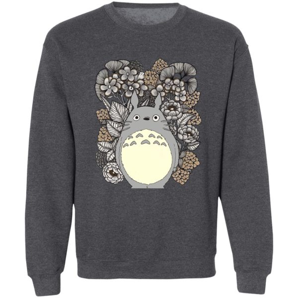 Totoro In Japanese - Totoro and Flowers Fanart Sweatshirt-Apparel, My Neighbor Totoro, Sweatshirt, Totoro In Japanese