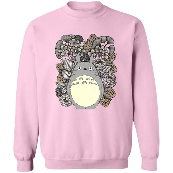 Totoro In Japanese - Totoro and Flowers Fanart Sweatshirt-Apparel, My Neighbor Totoro, Sweatshirt, Totoro In Japanese