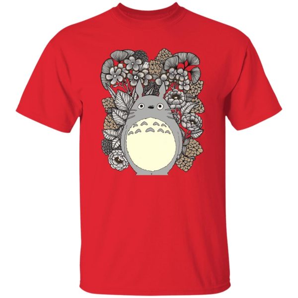 Totoro Concrete Facebook - Totoro and Flowers Fanart T Shirt-Apparel, My Neighbor Totoro, Totoro Concrete Facebook, Tshirt