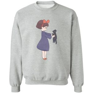 Studio Ghibli - Kiki's Delivery Service - 6.5 - Kiki Hugging Jiji Sweatshirt-Apparel, Kiki's Delivery Service, Studio Ghibli - Kiki's Delivery Service - 6.5, Sweatshirt