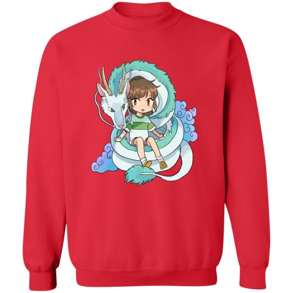 Spirited Away Haku Dragon - Spirited Away Chihiro and The Dragon Chibi Sweatshirt-Apparel, Spirited Away, Spirited Away Haku Dragon, Sweatshirt