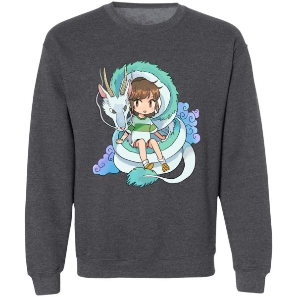 Spirited Away Haku Dragon - Spirited Away Chihiro and The Dragon Chibi Sweatshirt-Apparel, Spirited Away, Spirited Away Haku Dragon, Sweatshirt