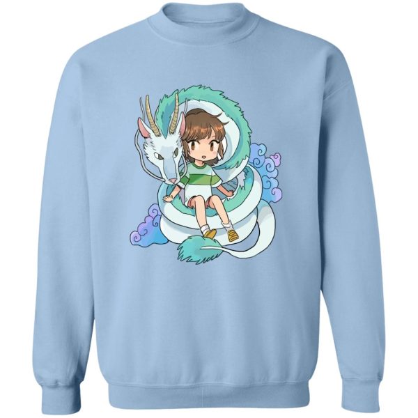 Spirited Away Haku Dragon - Spirited Away Chihiro and The Dragon Chibi Sweatshirt-Apparel, Spirited Away, Spirited Away Haku Dragon, Sweatshirt