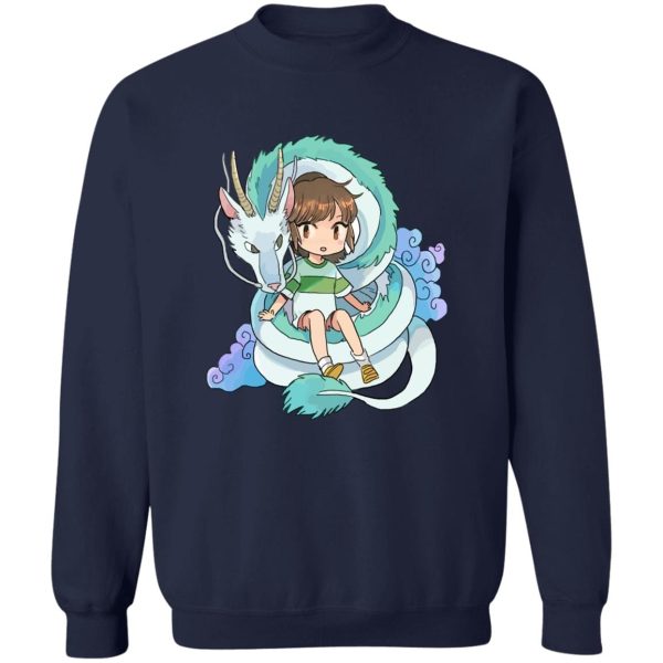 Spirited Away Haku Dragon - Spirited Away Chihiro and The Dragon Chibi Sweatshirt-Apparel, Spirited Away, Spirited Away Haku Dragon, Sweatshirt