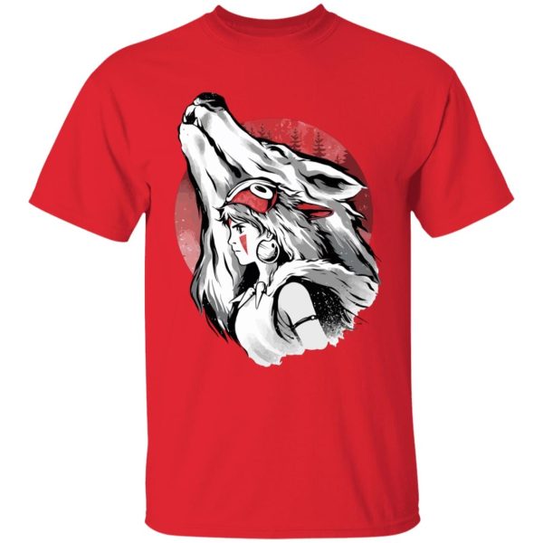 Studio Ghibli Films Princess Mononoke - Princess Mononoke – Red Moon T Shirt for Kid-Studio Ghibli Films Princess Mononoke