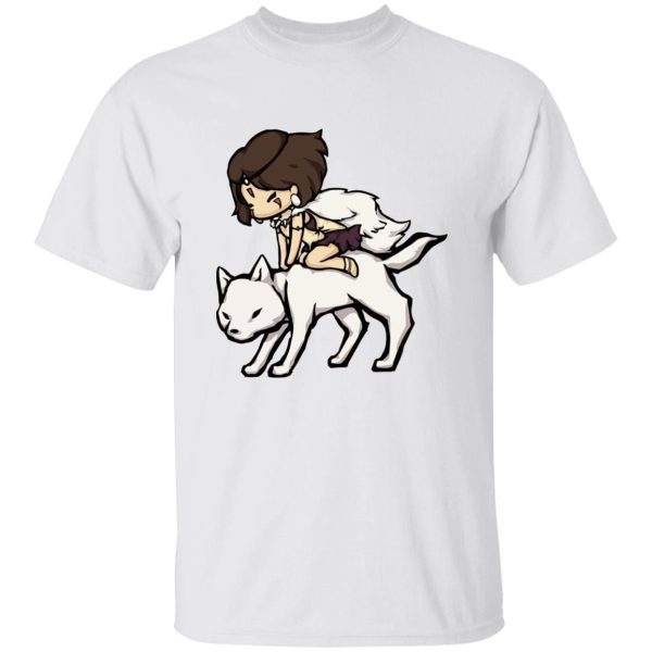 Studio Ghibli Princess Mononoke - Princess Mononoke and the Wolf Chibi T Shirt-Apparel, princess mononoke, Studio Ghibli Princess Mononoke, Tshirt