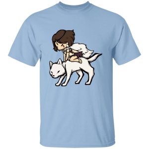 Studio Ghibli Princess Mononoke - Princess Mononoke and the Wolf Chibi T Shirt-Apparel, princess mononoke, Studio Ghibli Princess Mononoke, Tshirt