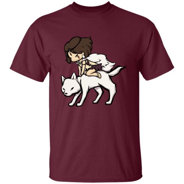 Studio Ghibli Princess Mononoke - Princess Mononoke and the Wolf Chibi T Shirt-Apparel, princess mononoke, Studio Ghibli Princess Mononoke, Tshirt