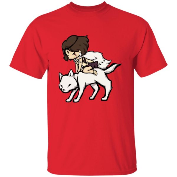 Studio Ghibli Princess Mononoke - Princess Mononoke and the Wolf Chibi T Shirt-Apparel, princess mononoke, Studio Ghibli Princess Mononoke, Tshirt