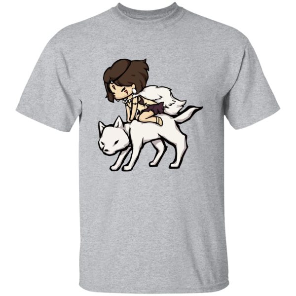 Studio Ghibli Princess Mononoke - Princess Mononoke and the Wolf Chibi T Shirt-Apparel, princess mononoke, Studio Ghibli Princess Mononoke, Tshirt