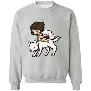 Studio Ghibli Films Princess Mononoke - Princess Mononoke and the Wolf Chibi Sweatshirt-Apparel, princess mononoke, Studio Ghibli Films Princess Mononoke, Sweatshirt