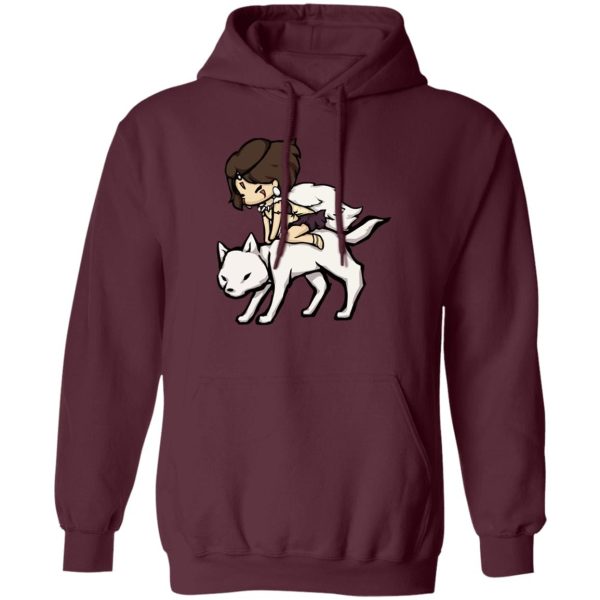 Princess Mononoke In Theaters - Princess Mononoke and the Wolf Chibi Hoodie-Apparel, Hoodie, princess mononoke, Princess Mononoke In Theaters