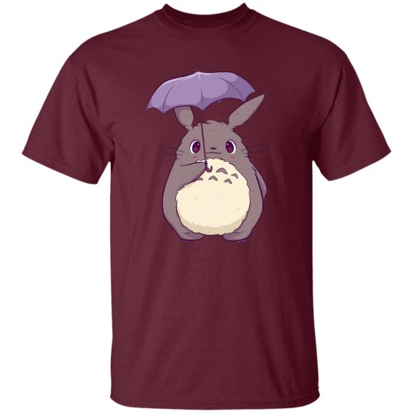 Totoro Anime - Totoro and Umbrella Cute T Shirt-Apparel, My Neighbor Totoro, Totoro Anime, Tshirt