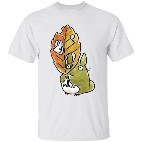 Totoro Cartoon Movie - Totoro and the Big Leaf Cute Drawing T Shirt for Kid-Totoro Cartoon Movie