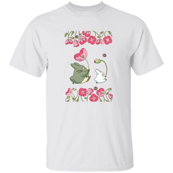 Blue Totoro - The Mini Totoro and Flowers T Shirt-Apparel, Blue Totoro, My Neighbor Totoro, Tshirt