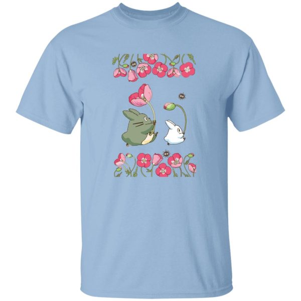 Blue Totoro - The Mini Totoro and Flowers T Shirt-Apparel, Blue Totoro, My Neighbor Totoro, Tshirt