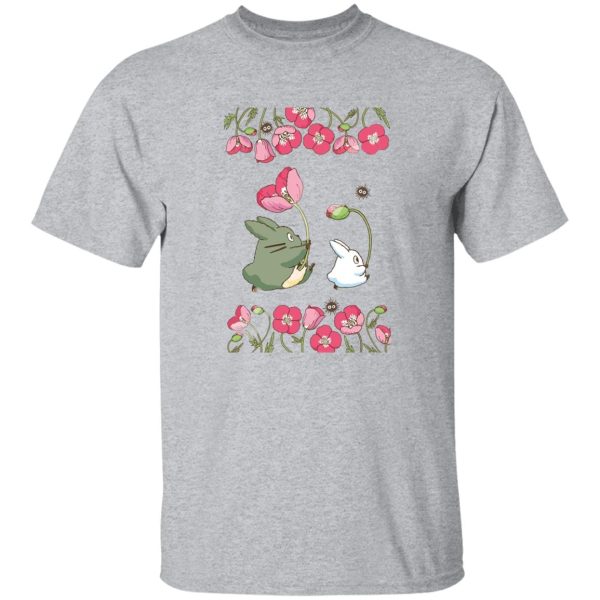 Blue Totoro - The Mini Totoro and Flowers T Shirt-Apparel, Blue Totoro, My Neighbor Totoro, Tshirt