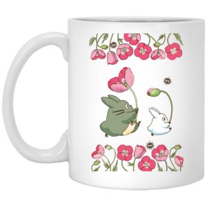 Chat Bus Totoro - The Mini Totoro and Flowers Mug-Chat Bus Totoro, House Decor, Mug, My Neighbor Totoro