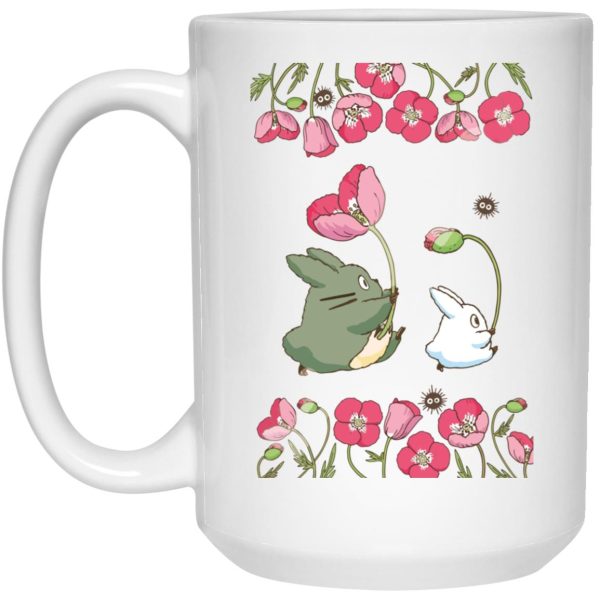 Chat Bus Totoro - The Mini Totoro and Flowers Mug-Chat Bus Totoro, House Decor, Mug, My Neighbor Totoro