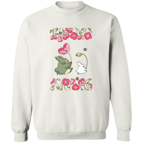 Characters From My Neighbor Totoro - The Mini Totoro and Flowers Sweatshirt-Apparel, Characters From My Neighbor Totoro, My Neighbor Totoro, Sweatshirt