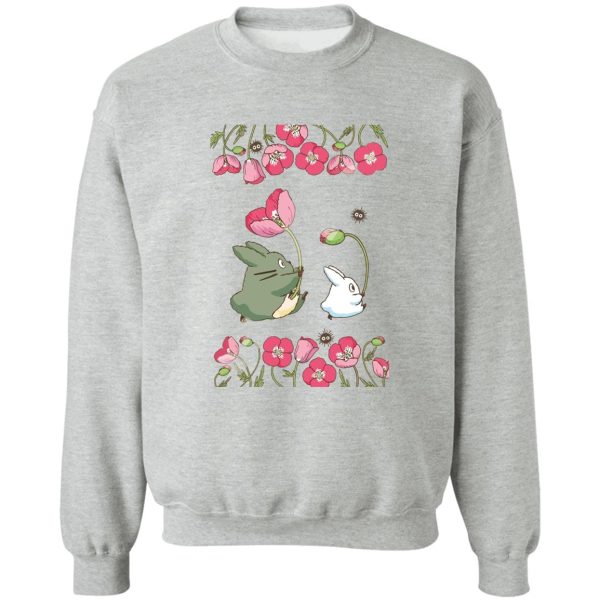 Characters From My Neighbor Totoro - The Mini Totoro and Flowers Sweatshirt-Apparel, Characters From My Neighbor Totoro, My Neighbor Totoro, Sweatshirt